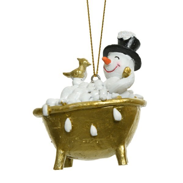 Χριστουγεννιάτικoς Χιονάνθρωπος Χρυσός με Μπανιέρα (6cm)